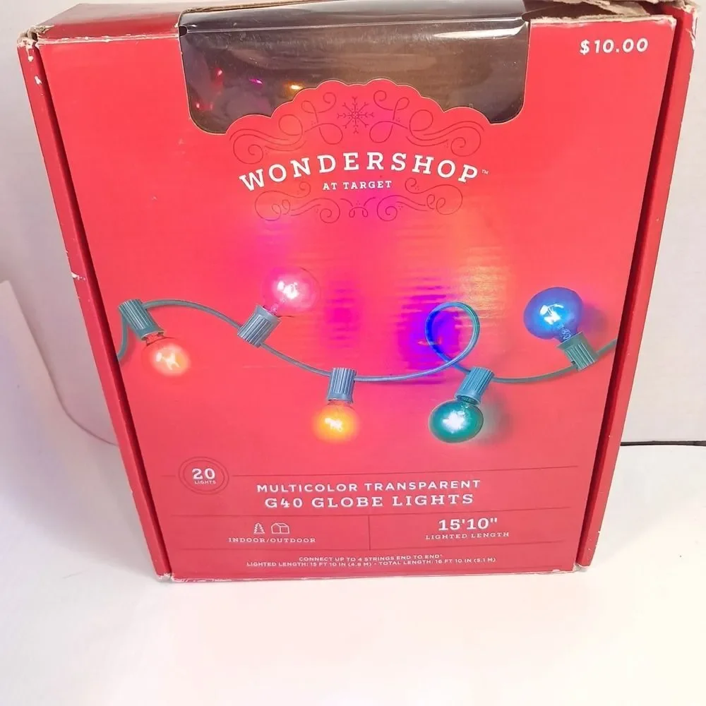Wondershop Target G40 Globe Lights Multicolor transparent 20 lights Christmas